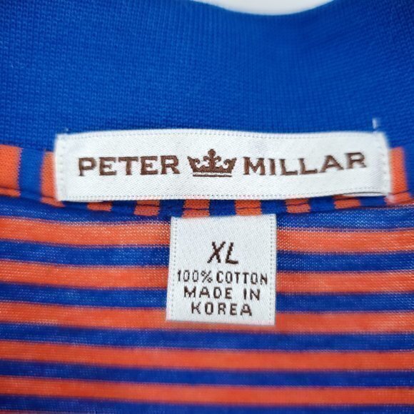 Peter Millar Short Sleeve Polo Striped Red/Blue XL Contrast Collar 100% Cotton - Picture 3 of 16